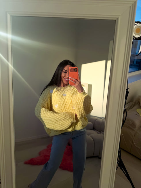 Вязаный свитер "CHOCOLATEY LOVE 245741" - ЖЁЛТЫЙ ПРЕДЗАКАЗ