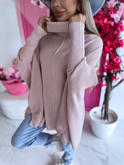 LARGE SIZE sweater "POSITIVE Z034" - old pink