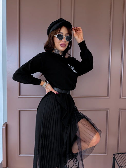 Tilla kleita + džemperis "DAILY SET" - MELNS