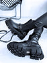 "Double Belt 5803" boots with side elastic - BLACK