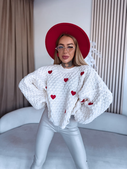 Adīts džemperis "CHOCOLATEY LOVE 7102" - GAIŠI BĒŠS AR SARKANU