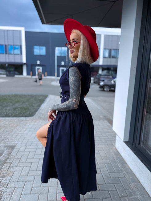 Suknelė su diržu "ROSSO WZ20473-1" – TAMSIAI MĖLYNA