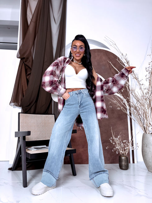 Extra long bikses "WHERE BLUE FALLS" T6392-1 - GAIŠI ZILAS