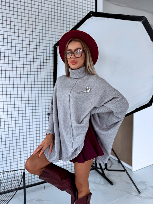 LARGE SIZE sweater "POSITIVE Z034" - gray