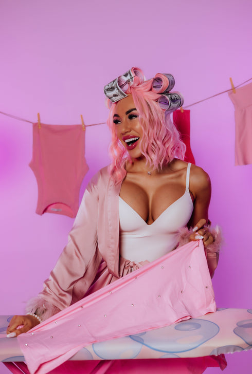 ELYNDI, string-style corrective bodysuit - white