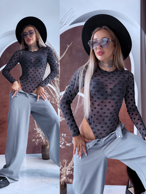 GREY, dot mesh bodysuit