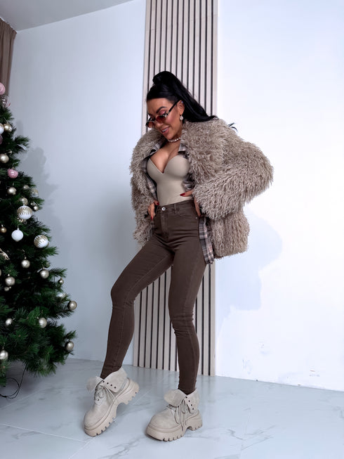 "Pinterest 6AW006" искусственная меховая куртка - CARAMEL