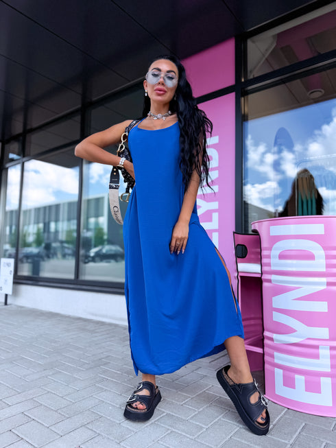 "LĪGO" kleita ar sakrustotām lencēm - royal blue