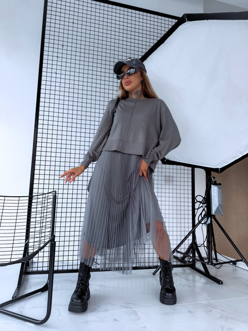 "VIOLA 3212" set - dress + jumper - KHAKI