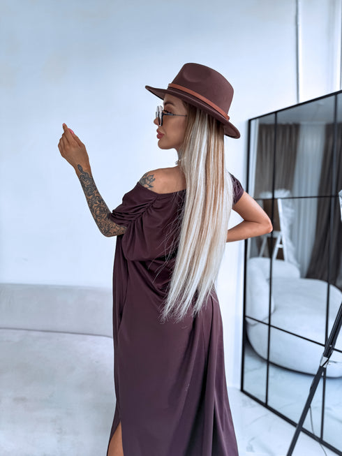 Эластичное платье "KOSMO LS1699" - CHOCO