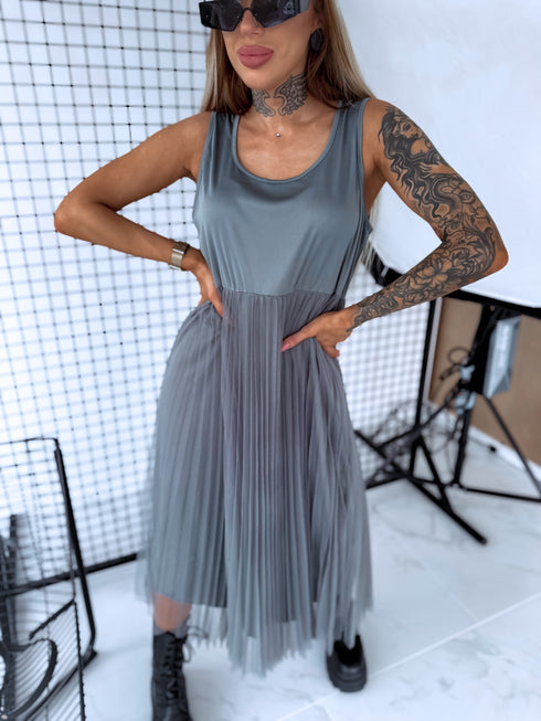 "VIOLA 3212" set - dress + jumper - KHAKI