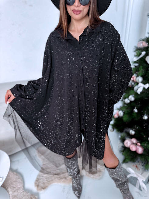 Plus-size dress "SHINY NIGHT" 39282 - BLACK