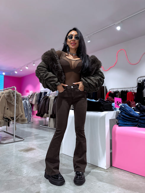 Platėjančios džinsinės kelnės "ADDICTION DJ2713-5" - CHOCO