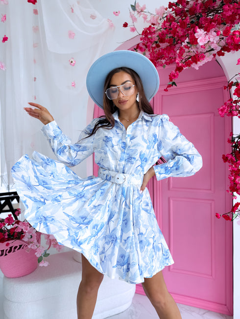 Kleita "ASORTI 9477" + josta - gaiši zila ar baltu