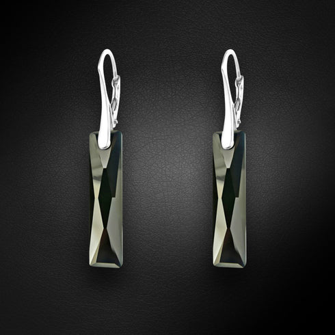 Sudraba auskari "Delukss (Jet)" ar Swarovski™ kristāliem