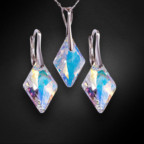 Silver set "Rhombus (Aurore Boreale)" with Swarovski™ crystals