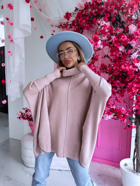 LARGE SIZE sweater "POSITIVE Z034" - old pink