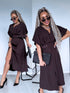 Dress "SOFT HOUR" + belt A19084 - CHOCO
