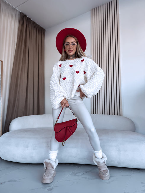 Adīts džemperis "CHOCOLATEY LOVE 7102" - GAIŠI BĒŠS AR SARKANU