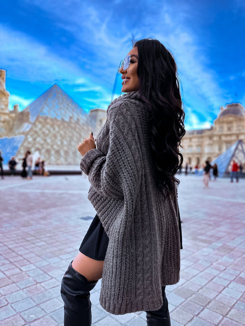 ELYNDI extended wool sweater - CHOCO