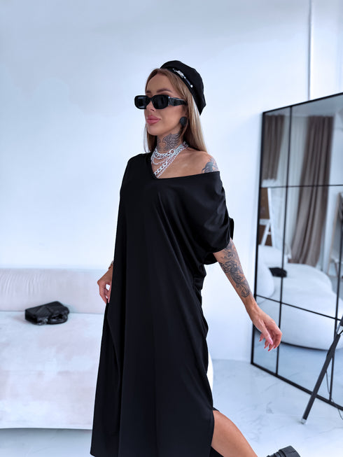 Эластичное платье "KOSMO LS1699" - ЧЕРНОЕ