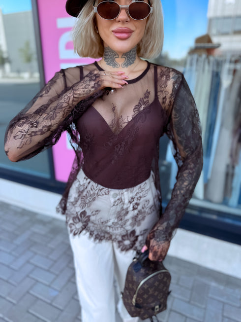 Mežģīnes tops "MODERN" 08153 - CHOCO