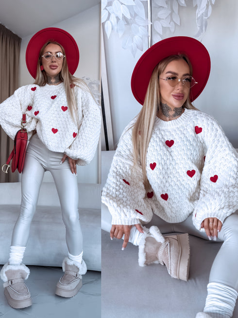 Adīts džemperis "CHOCOLATEY LOVE 7102" - GAIŠI BĒŠS AR SARKANU