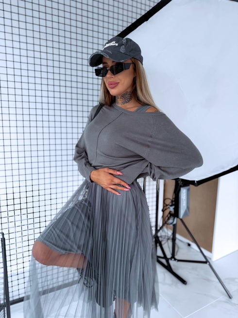 "VIOLA 3212" set - dress + jumper - KHAKI