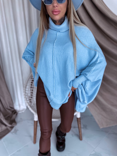 LARGE SIZE sweater "POSITIVE Z034" - light blue