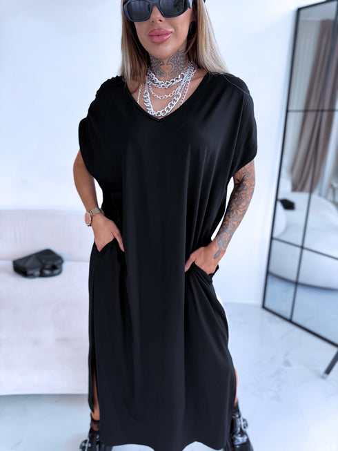 Эластичное платье "KOSMO LS1699" - ЧЕРНОЕ