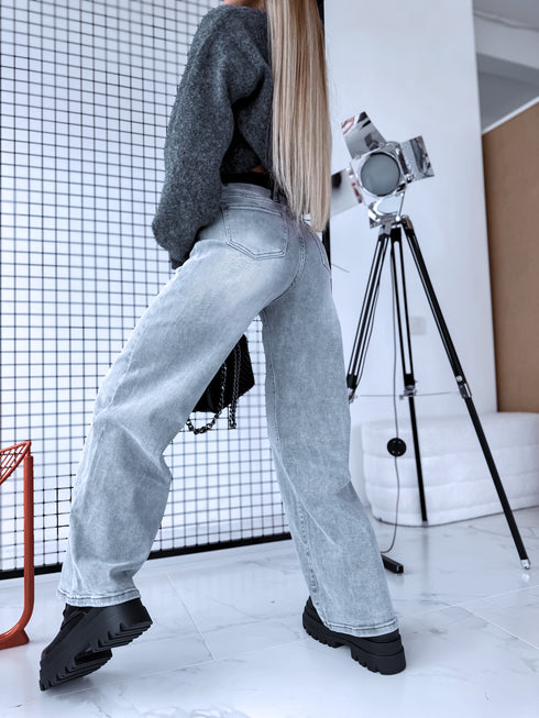 DAD FIT jeans pants "WODOO" T265-17 - LIGHT GRAY