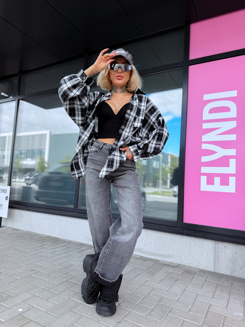 Extra long pants "WHERE BLUE FALLS" T6392-8 - DARK GRAY