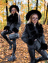 BLACK jacket with fur "FROSTINE" FL72