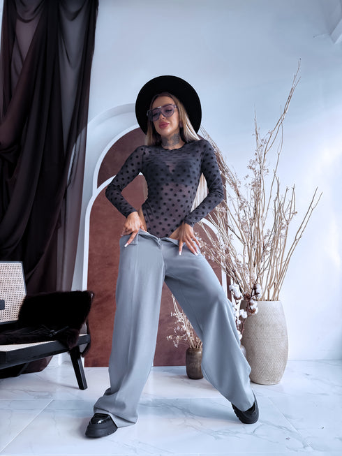 GREY, dot mesh bodysuit