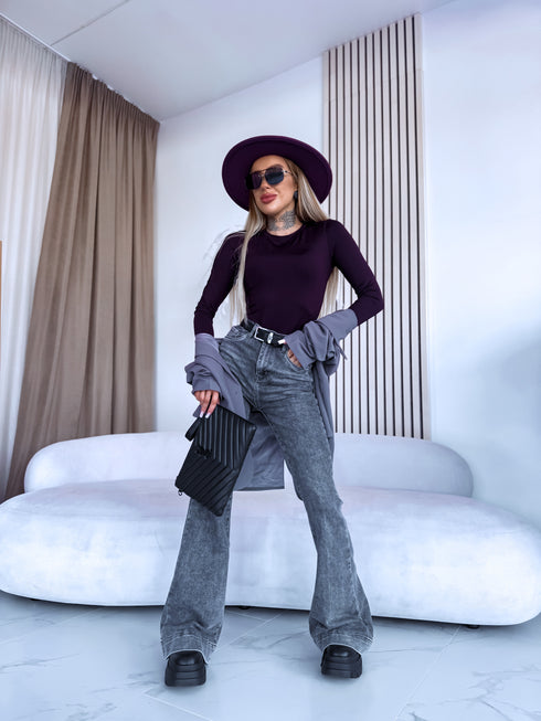 Long Sleeve Bodysuit "BASIC" - EGGPLANT PURPLE