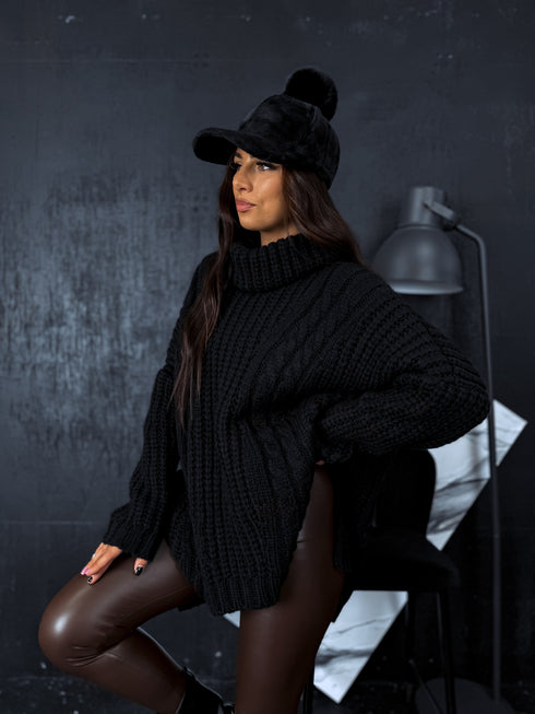 ELYNDI extended wool sweater - BLACK