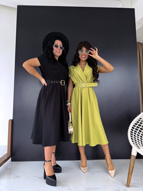 BLACK dress + belt "FUTURISTIC"