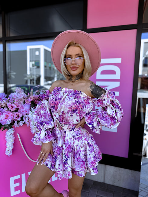 Šortkostīms "FASHION CITY" + josta - lavandas ar bēšu