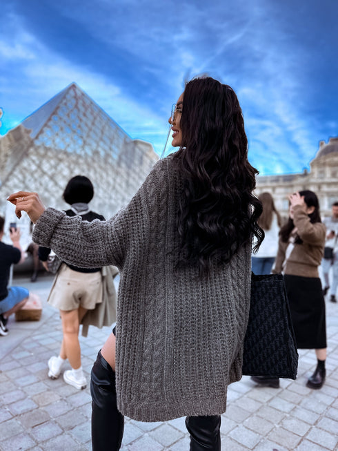 ELYNDI extended wool sweater - CHOCO