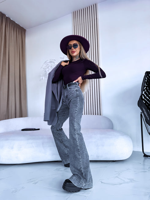 Long Sleeve Bodysuit "BASIC" - EGGPLANT PURPLE