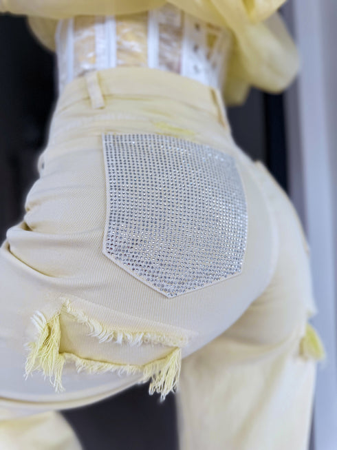 Džinsa bikses "HONEY GOLD" HM1558-18 - DZELTENAS