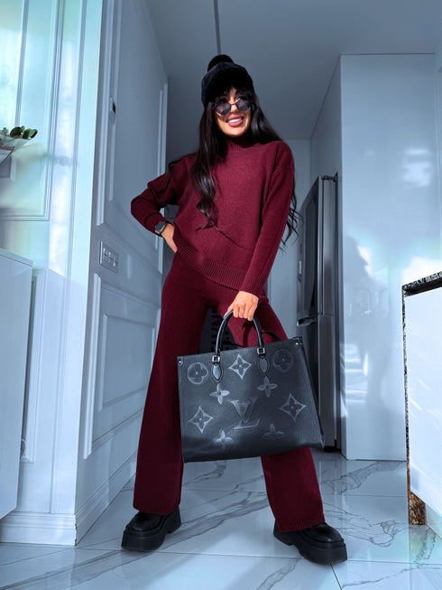 Knitted set "AUTUMN E5389" - BURGUNDY PRE-ORDER