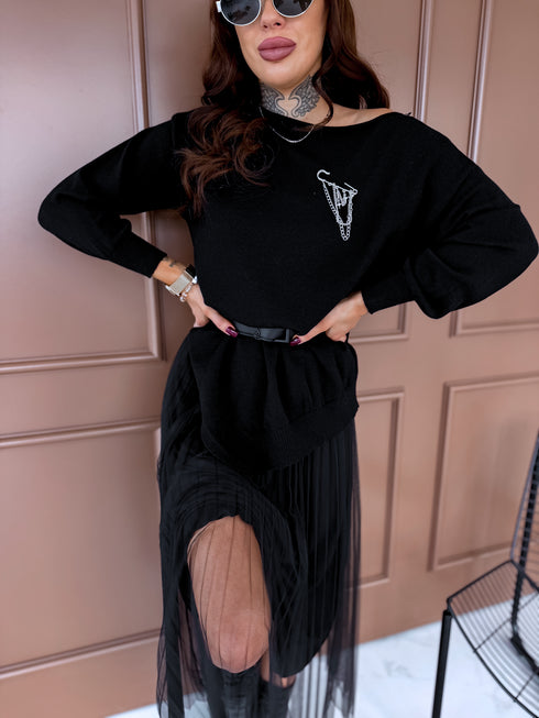 Tilla kleita + džemperis "DAILY SET" - MELNS