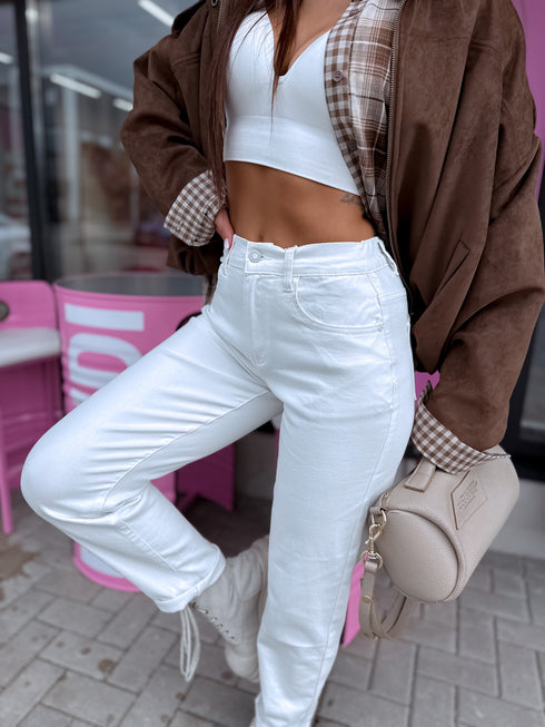 Mom fit džinsa bikses "WHITE HARMONY" HM8650-2