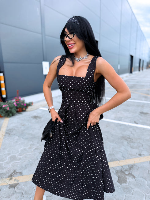 Punktota kleita "ODESSA" 26298 - melna