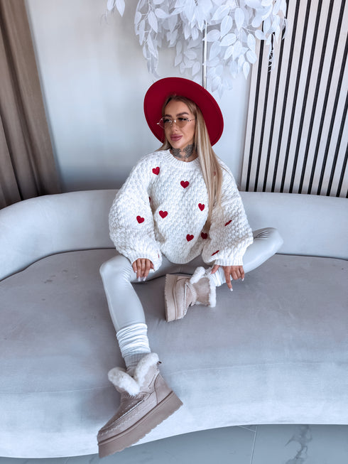 Adīts džemperis "CHOCOLATEY LOVE 7102" - GAIŠI BĒŠS AR SARKANU