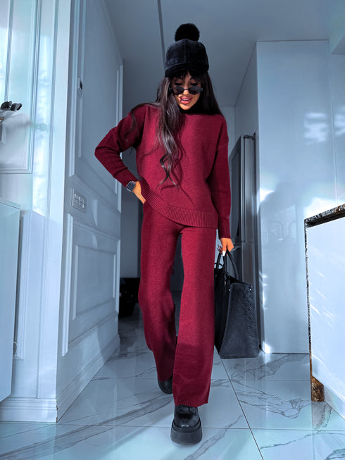 Knitted set "AUTUMN E5389" - BURGUNDY PRE-ORDER