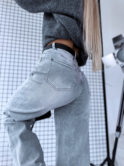 DAD FIT jeans pants "WODOO" T265-17 - LIGHT GRAY