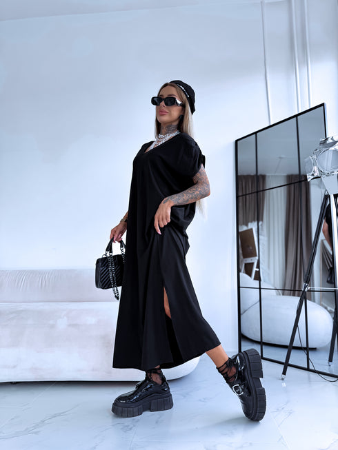 Эластичное платье "KOSMO LS1699" - ЧЕРНОЕ