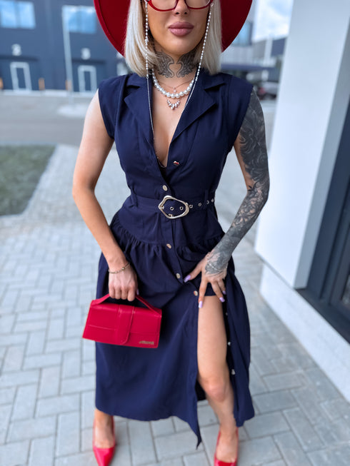 Suknelė su diržu "ROSSO WZ20473-1" – TAMSIAI MĖLYNA